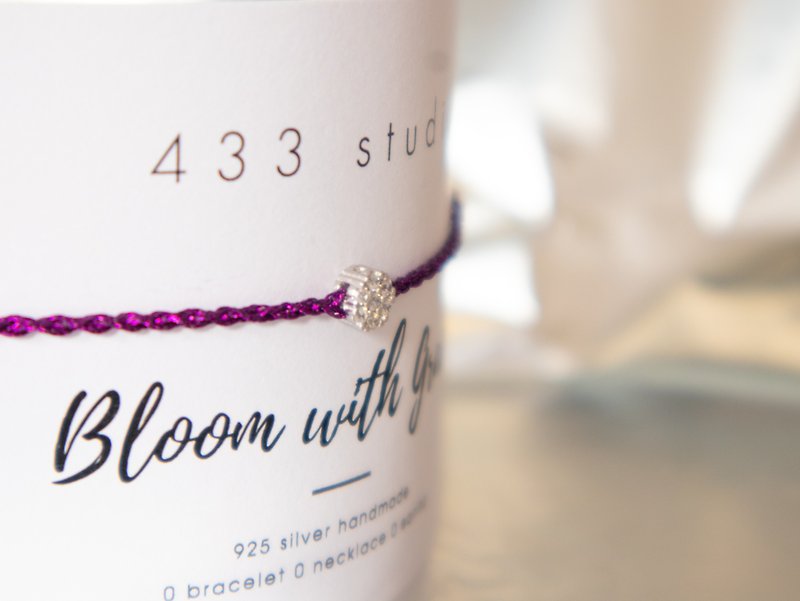 925 sterling silver simple flower-shaped crushed amphibole hand-woven - lucky bracelet - สร้อยข้อมือ - เงินแท้ สีม่วง