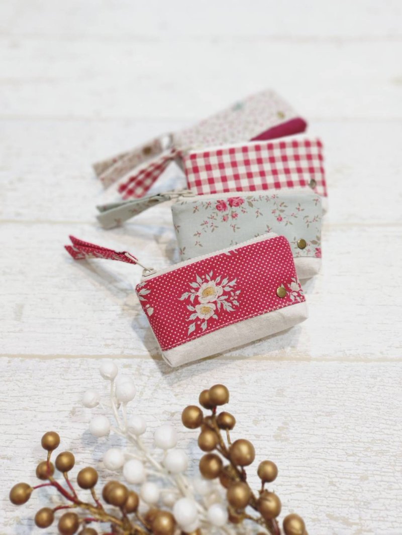 【FCC/小小零錢包】北歐復刻系列 挪威設計師 日本布 棉麻 帆布 - 零錢包/小錢包 - 棉．麻 紅色