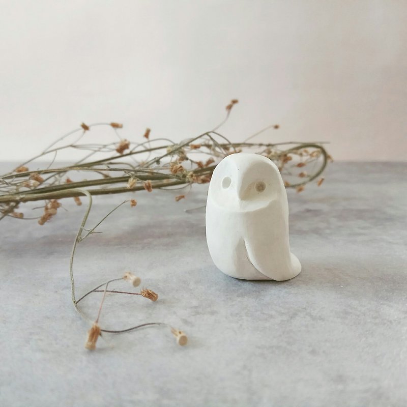 白瓷貓頭鷹 - 花瓶/花器 - 瓷 白色