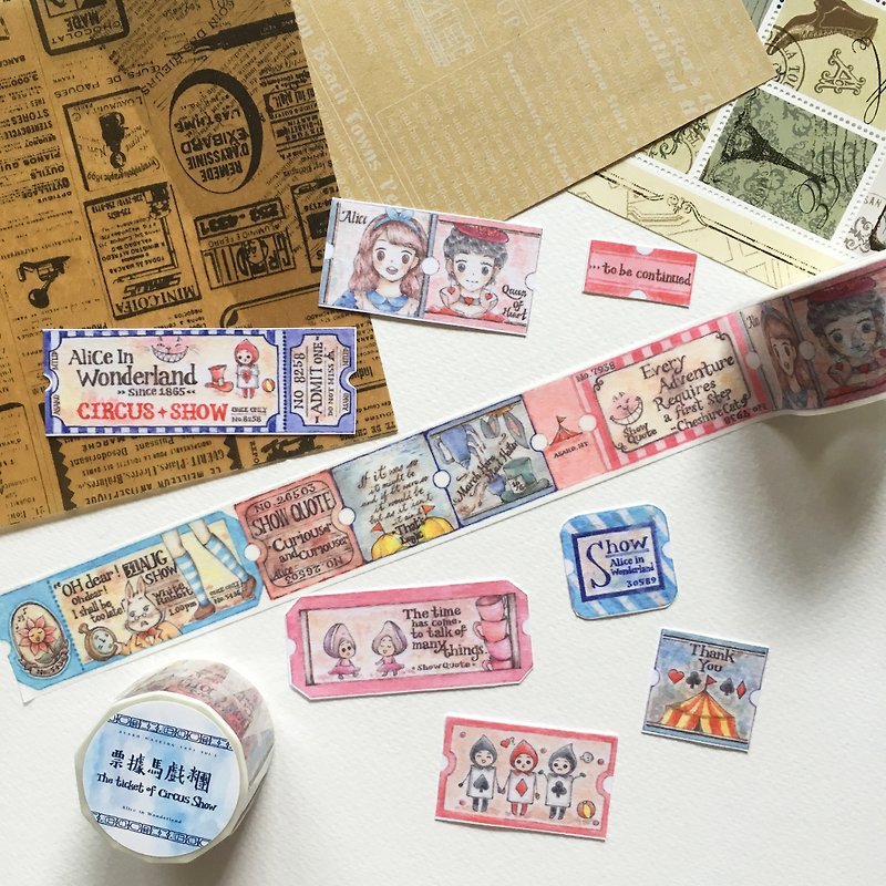 Masking Tape / The tickets of Circus Show / Red and Blue - Washi Tape - Paper 