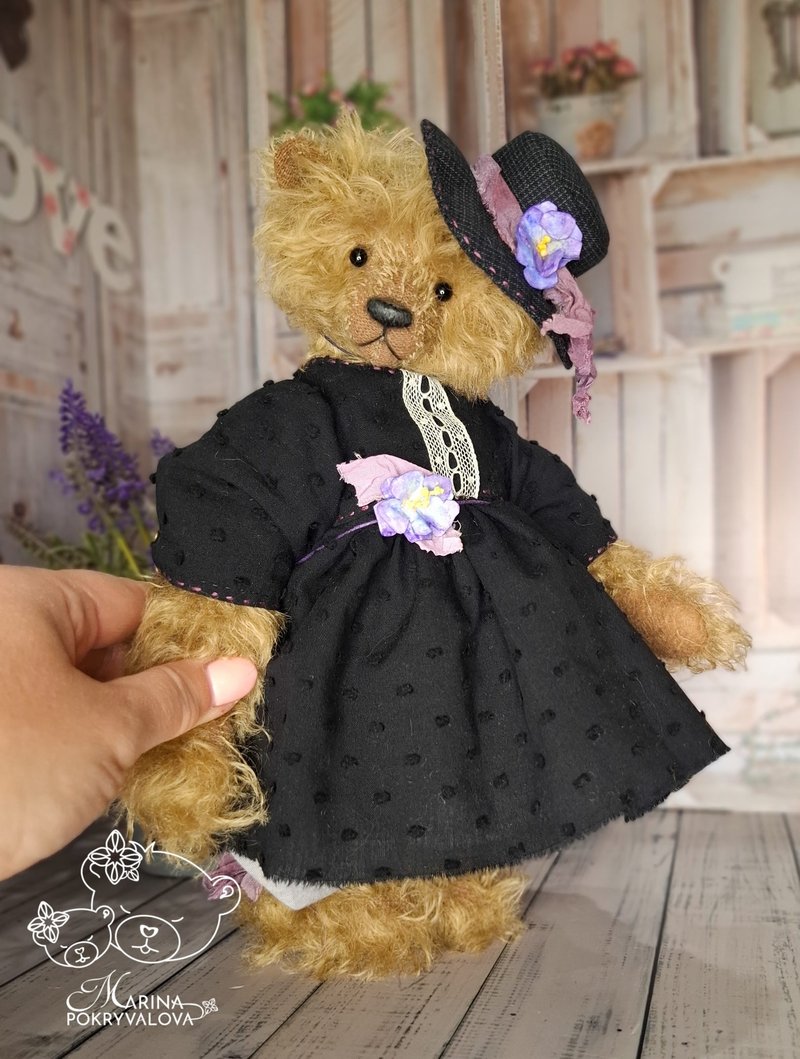 藝術家泰迪熊 馬海毛泰迪熊 經典熊玩偶 - 公仔模型 - 其他材質 咖啡色