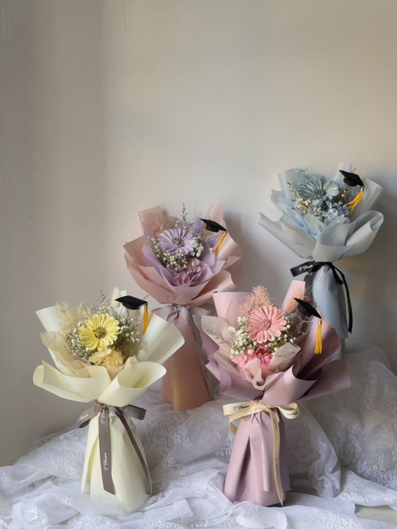 帽子花花/畢業花束/乾燥花束 - 乾燥花/永生花 - 其他材質 黃色