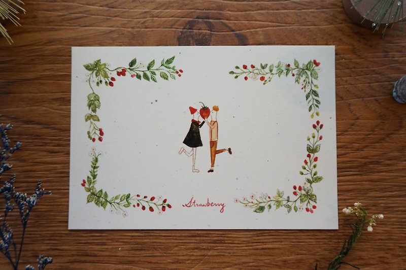 Strawberry Love Postcard Card - การ์ด/โปสการ์ด - กระดาษ 