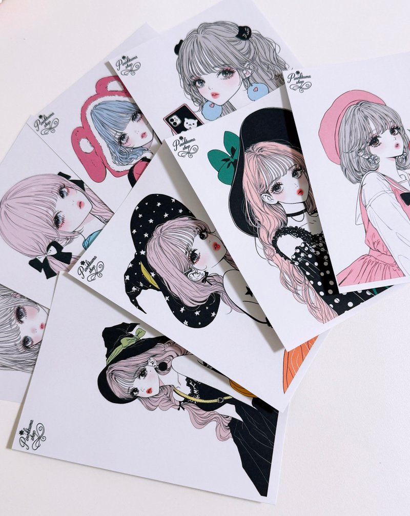 8種類 pinokkumashop 人物ステッカー 女の子ステッカー コラージュ素材 - 貼紙 - 紙 