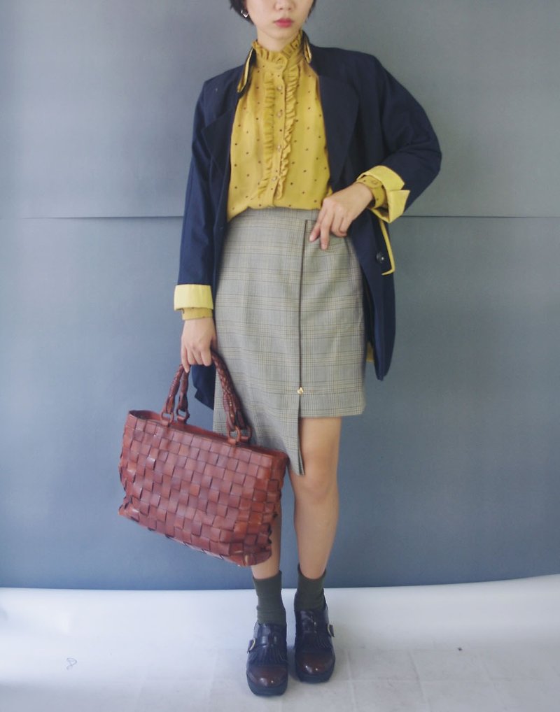Restyle transforms vintage - no pair of lining wool Grengue A skirt - กระโปรง - ขนแกะ สีเทา