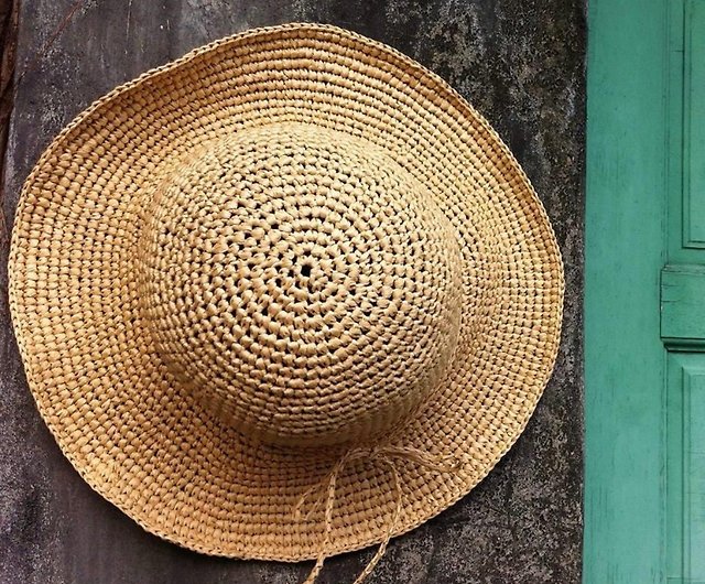 Elegant wide-brimmed hat (primary color) / summer sun hat / woven