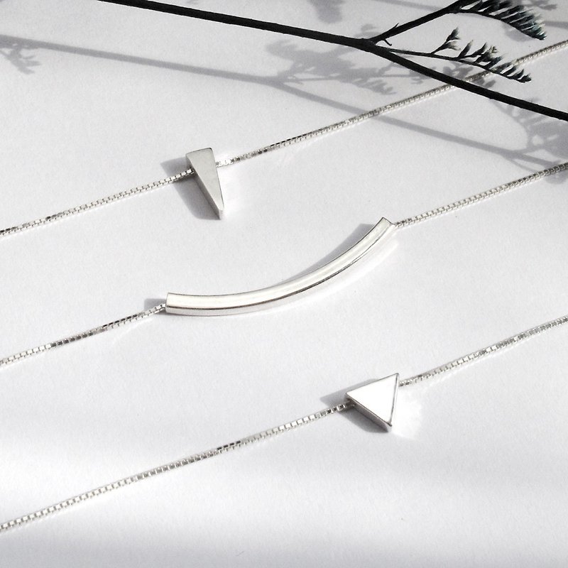 Crazy Geometry 2 Piece Promotion Set | Minimalist Yangtze River Delta / Smile / Horseshoe Shape 925 Sterling Silver Clavicle Necklace - สร้อยคอทรง Collar - เงินแท้ สีเงิน