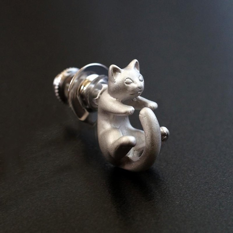 Cat Pin Brooch Latte (Silver) - Brooches - Other Metals 