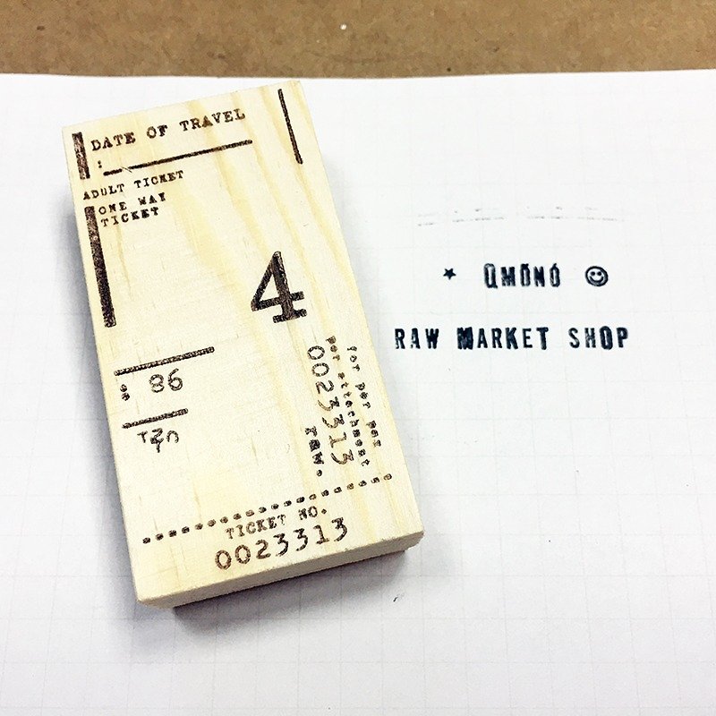 Raw Market Shop Wooden Stamp【Travel Series No.99】 - Stamps & Stamp Pads - Wood Brown