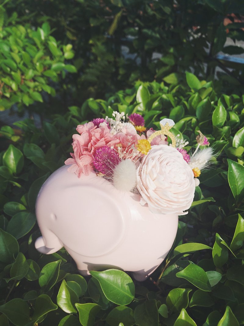 ピンクエレファント入荷/幸福のシンボル/しおれのない香りの拡散/小さな鉢植えの花シリーズ - ドライフラワー・ブーケ - 寄せ植え・花 