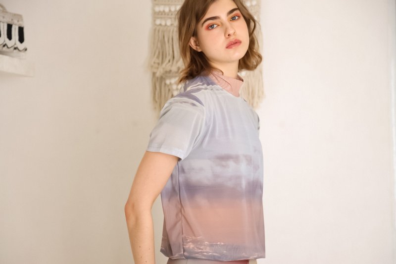 Sunrise Horizon Tee - 印花網眼T卹 /  泳裝遮蓋 - 女 T 恤 - 聚酯纖維 多色