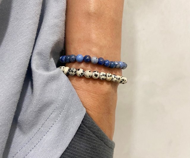 天然石ブレスレット デュモルチェライトインクォーツ／ダルメシアン