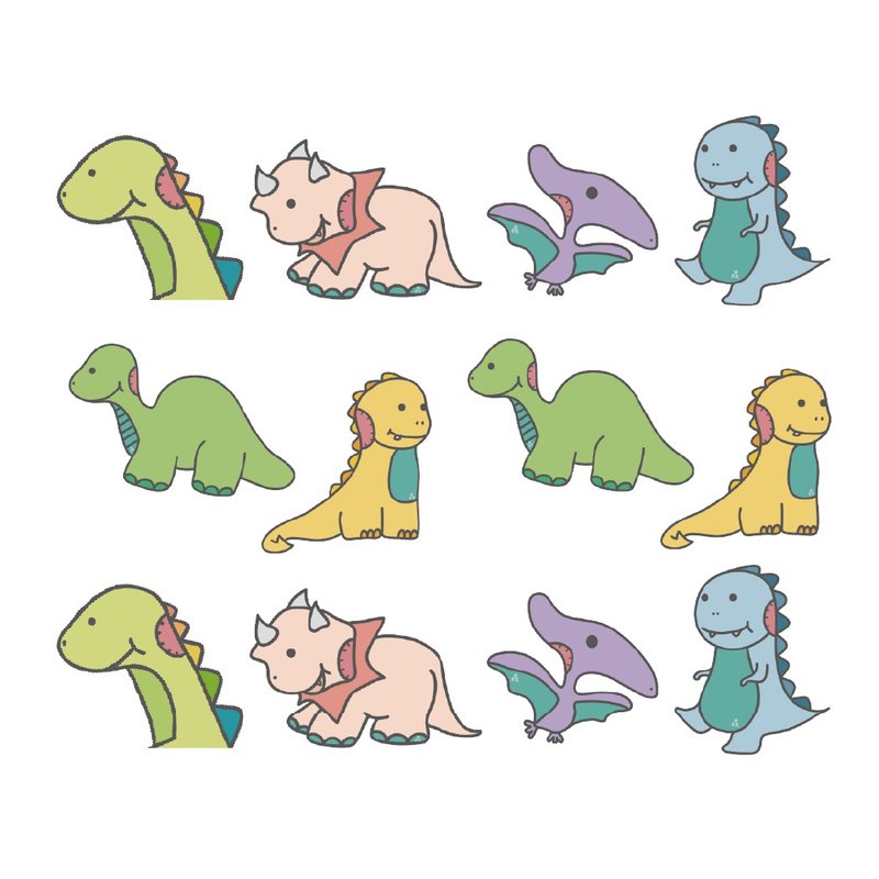 Customized waterproof name stickers dinosaur roar roar series 12 pcs / sticker - Stickers - Paper 