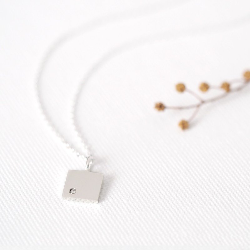 Square necklace silver925 - สร้อยคอ - โลหะ สีเงิน