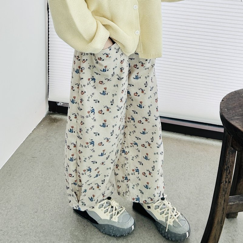 Front pocket classic floral trousers/pants children's clothing - Pants - Cotton & Hemp Multicolor