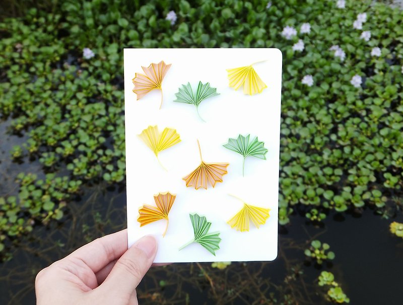 Hand made decorative cards-Ginkgo biloba - การ์ด/โปสการ์ด - กระดาษ สีส้ม