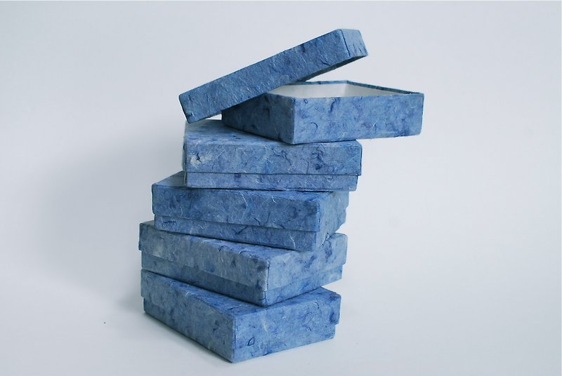 紙製フラワーボックス、4個紙箱、クラフトボックス、パーティーボックス、ウェディングボックス、サイズ9x12x3cm。木製の青い色。 - ラッピング - 紙 ブルー