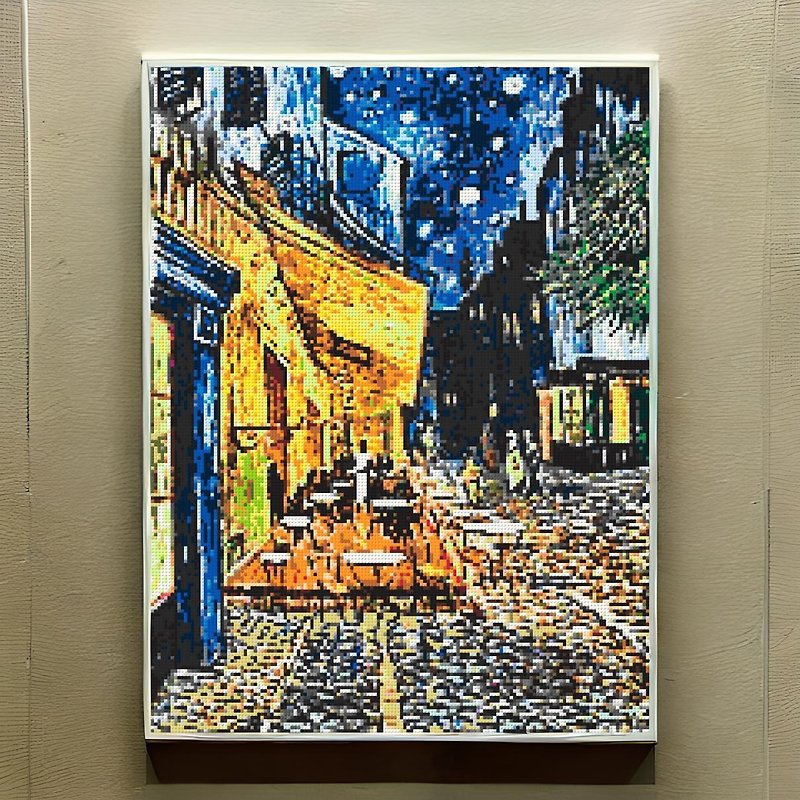 【Decoration】Famous bricks painting hanging picture: Café Terrace at Night - ตกแต่งผนัง - พลาสติก สีส้ม