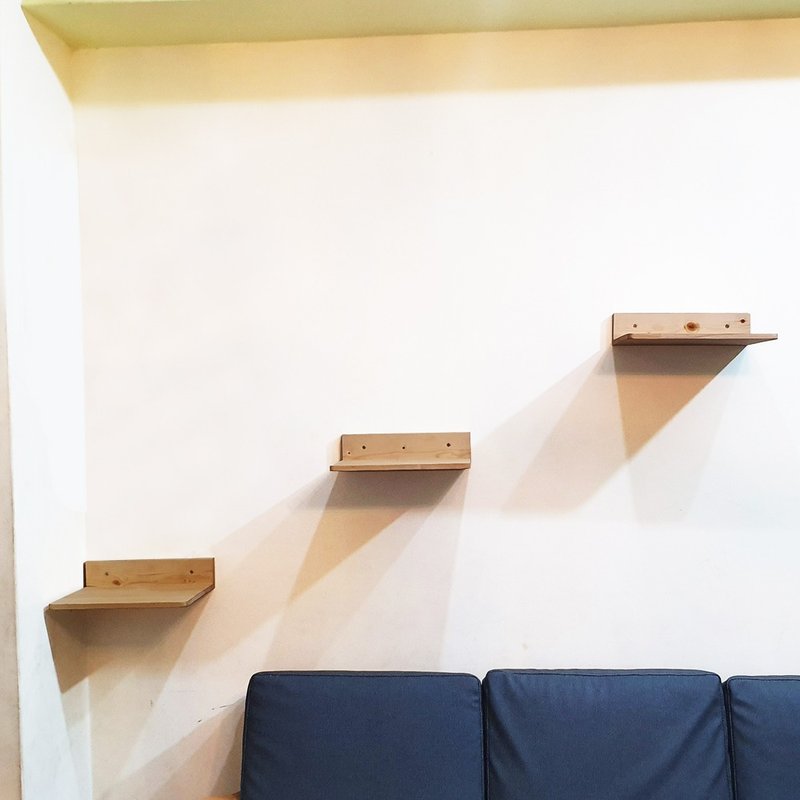 Solid wood wall-mounted three-layer cat jumping platform three-piece group CU085 - อุปกรณ์แมว - ไม้ สีนำ้ตาล