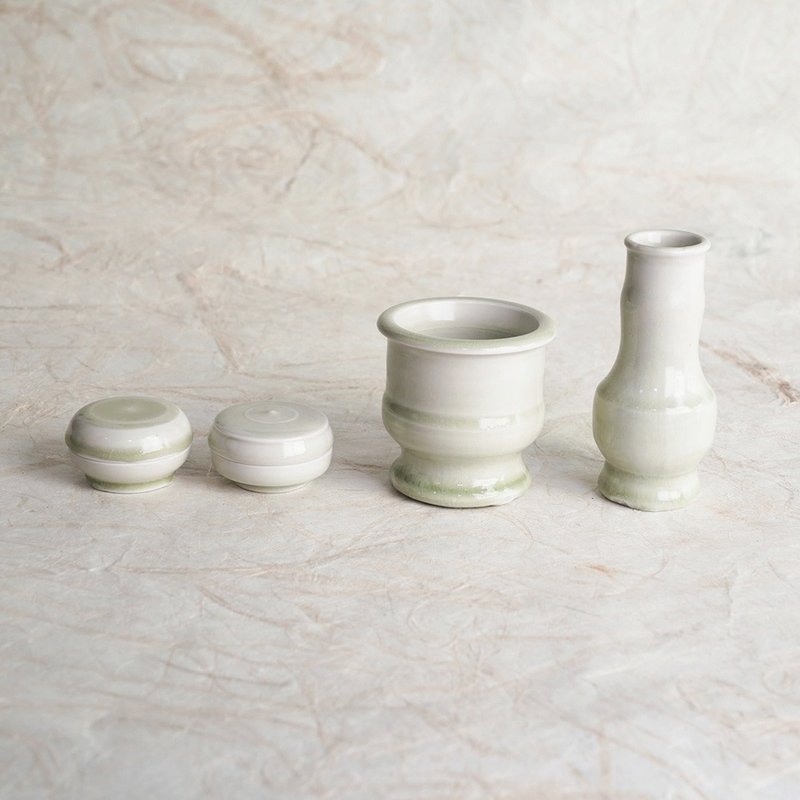 傳統香道用具套組 品香三件 台灣陶藝名家作品 *僅此一套售完為止 - 香氛蠟燭/燭台 - 陶 白色