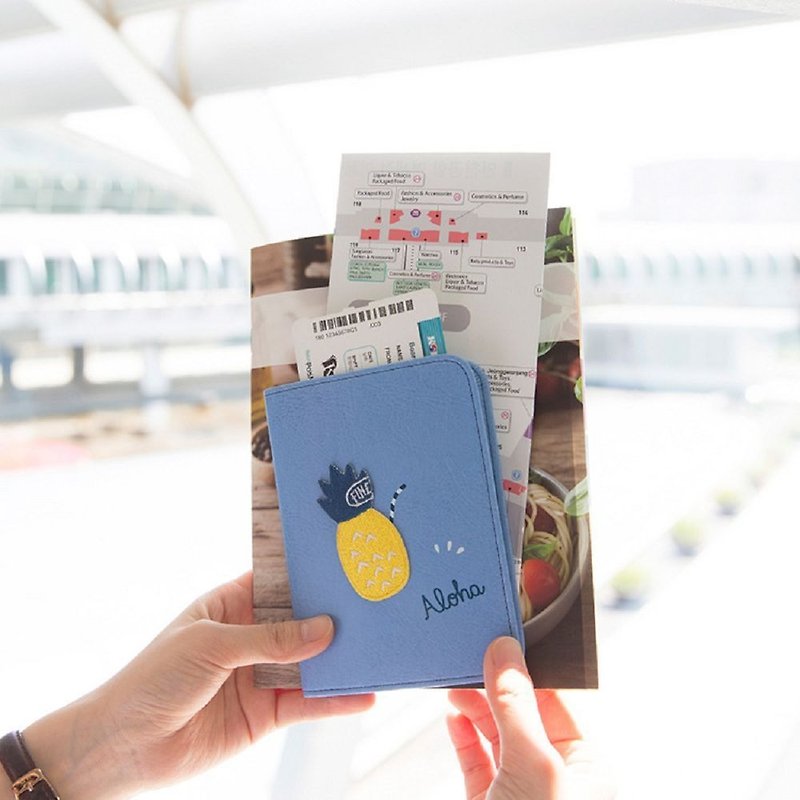 換季特賣-熱帶圖騰旅遊護照夾-鳳梨,ATS95933 - 護照夾/護照套 - 人造皮革 藍色