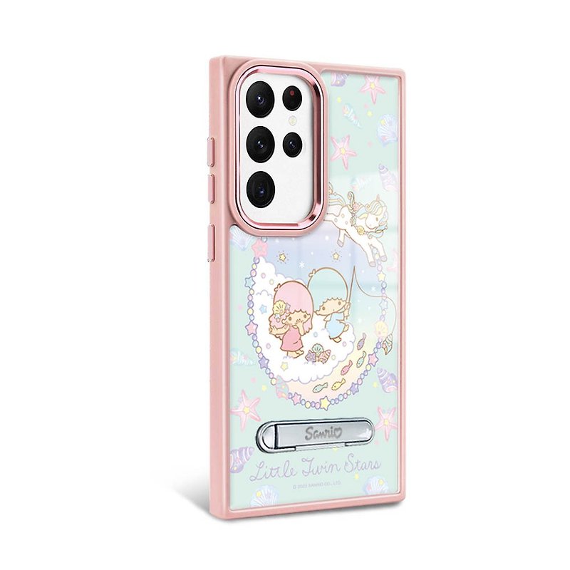 Sanrio S24/S23 series military standard anti-fall aluminum alloy lens frame stand-Cloud Gemini-Pink Frame - Phone Cases - Other Materials Multicolor