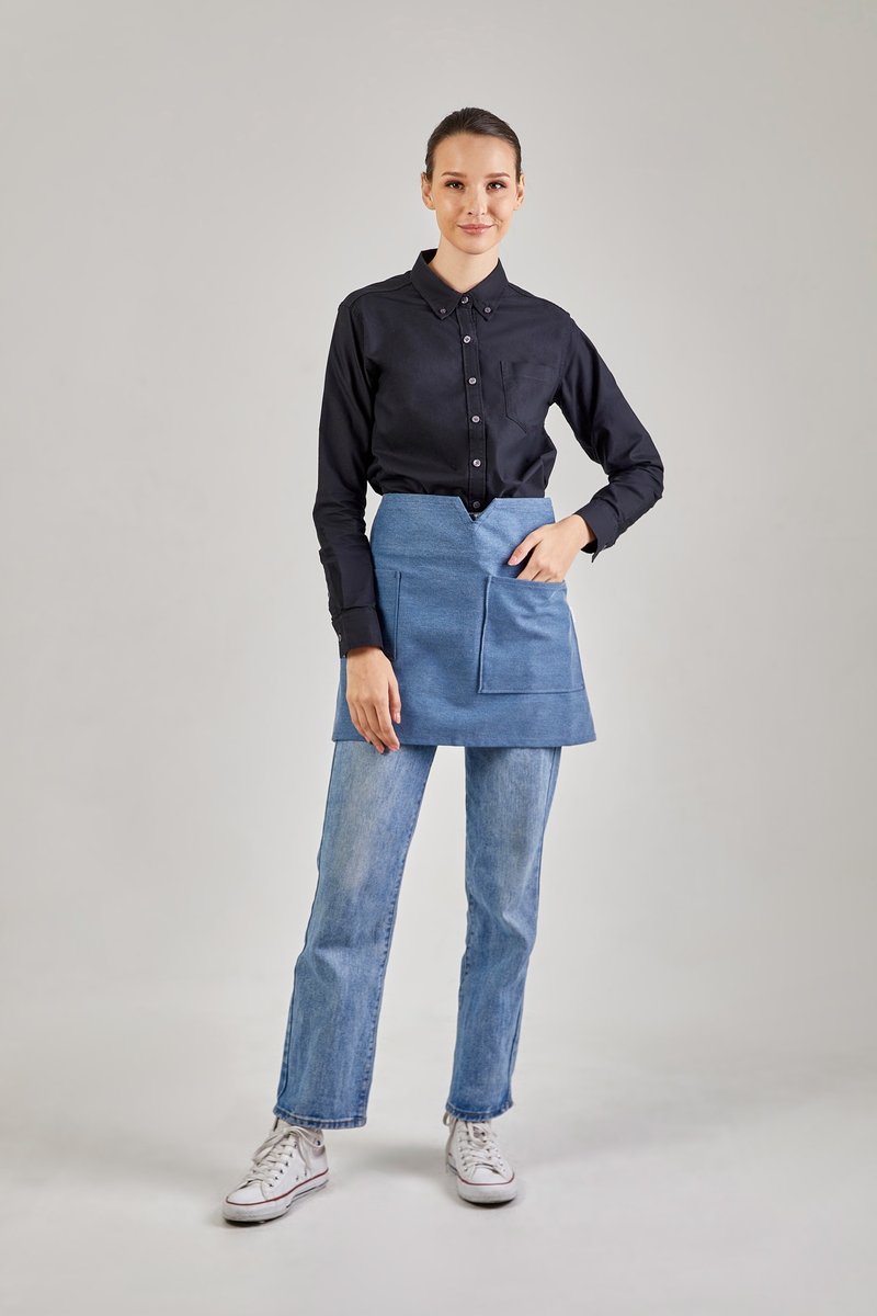 12C Short Apron (Denim Blue) 短圍裙 - 圍裙 - 棉．麻 藍色