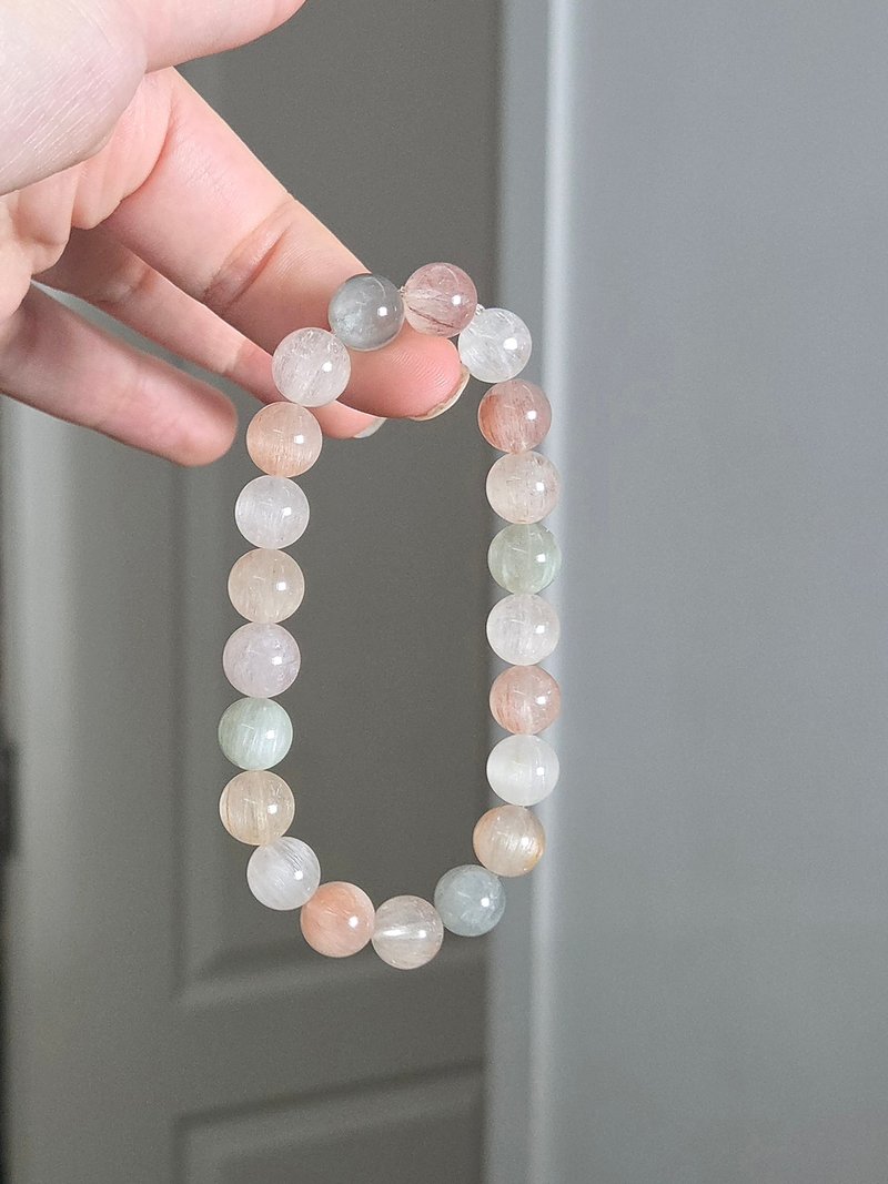 小精品 貓眼順髮粉藍彩兔毛 兔毛水晶9+mm水晶手鏈 - 手鍊/手環 - 水晶 多色