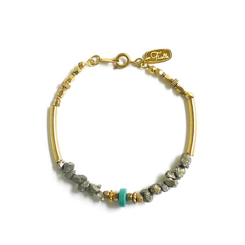 Ficelle | handmade brass natural stone bracelet | [turquoise] 殒 落 Venus - Bracelets - Gemstone Green