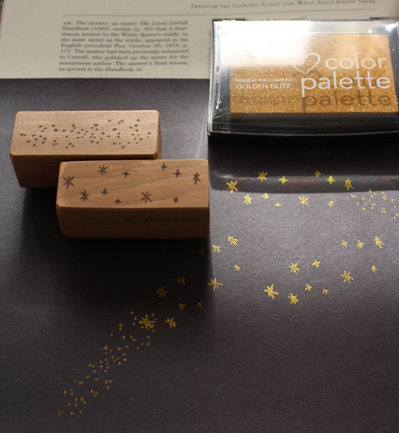 Sparkle ＆妖精の粉スタンプ２点と　金色インクセット - 印章/印台 - 其他材質 