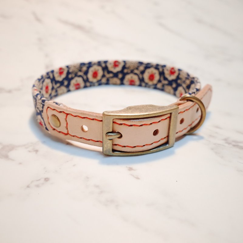 Dog collars, M size, old style small floral_DCT090432 - Collars & Leashes - Cotton & Hemp 