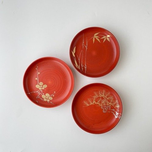★ 銀彩四方皿　美品　陶芸 魯山人 美食道楽 和食器揃シリーズ 祥山窯 色絵銀彩糸巻文四方皿