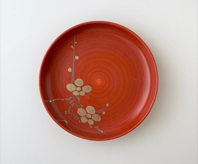赤絵朱金飾り大皿 朱巻金銀彩絵 突立丸4寸皿【全三種・お選びください