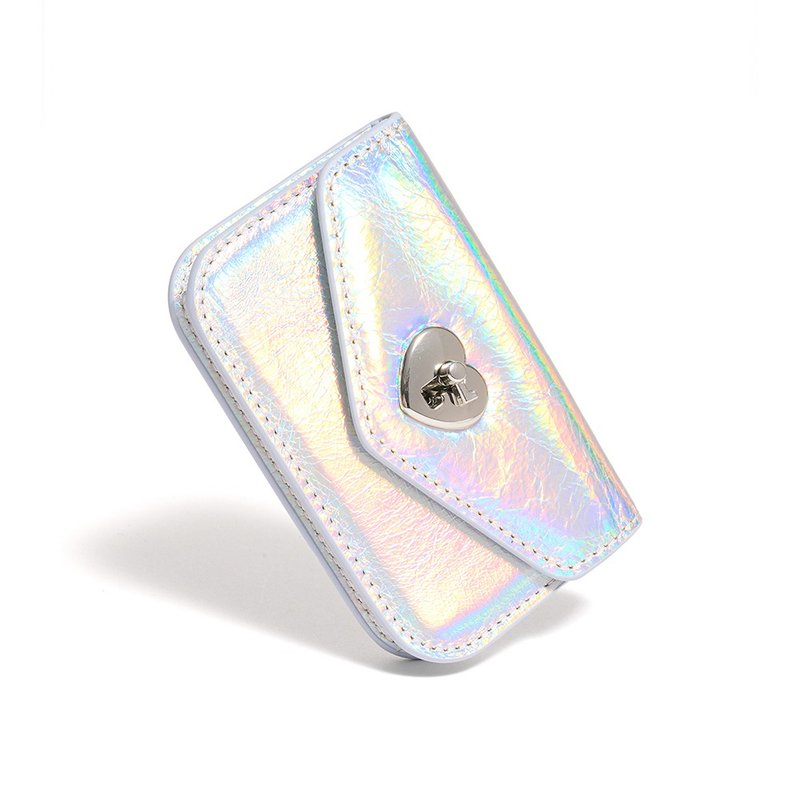 Heart Lock Compact Card Wallet hologram - Wallets - Genuine Leather Transparent