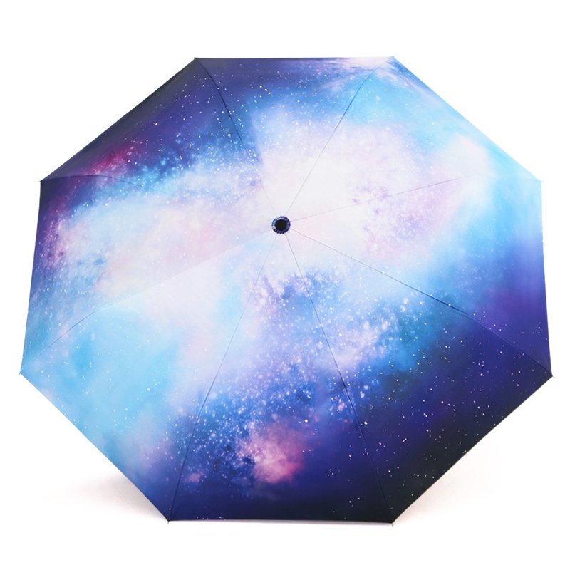 【TDN】自然光超輕易開收三折傘黑膠抗UV晴雨傘(星空藍) - 雨傘/雨衣 - 防水材質 藍色
