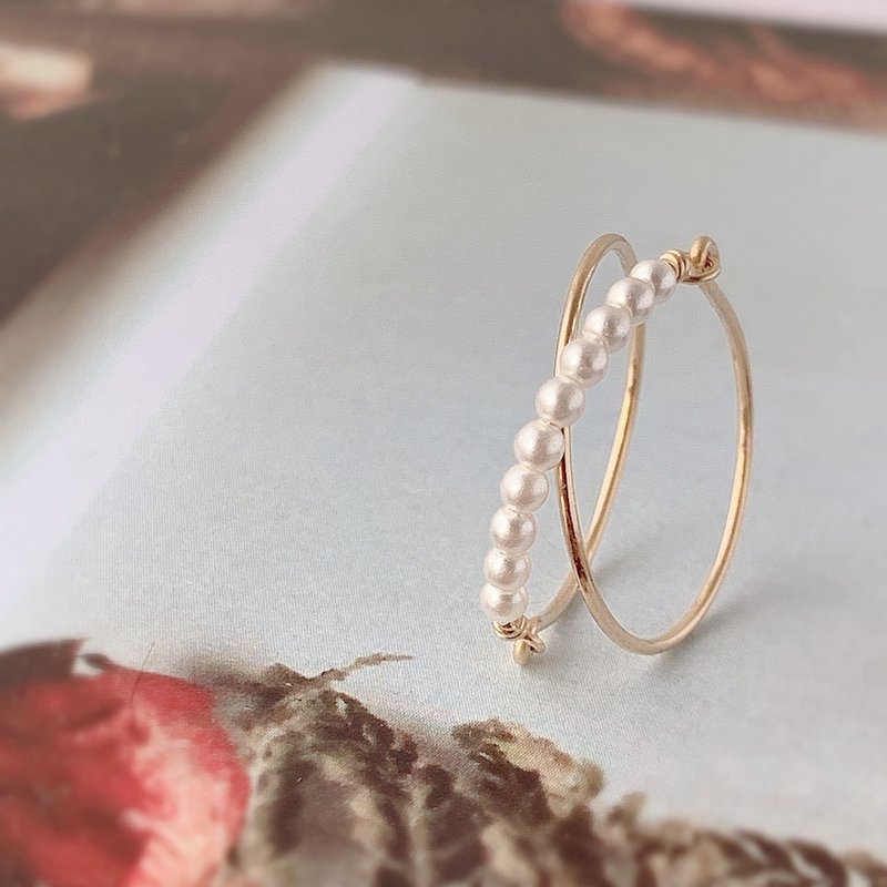 [14Kgf non-fading] mini pearl ring school pearl double-layer customized ring circumference - General Rings - Precious Metals Gold