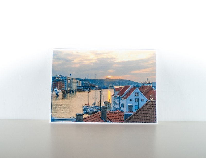 写真はがき：日没、ベルゲン、ホルダラン、ノルウェー - カード・はがき - 紙 オレンジ