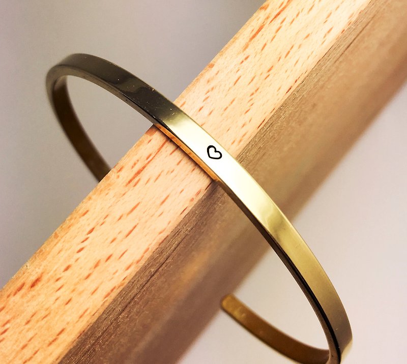 ::原味:: 愛心款。黃銅手環(3MM) - 手鍊/手環 - 銅/黃銅 金色