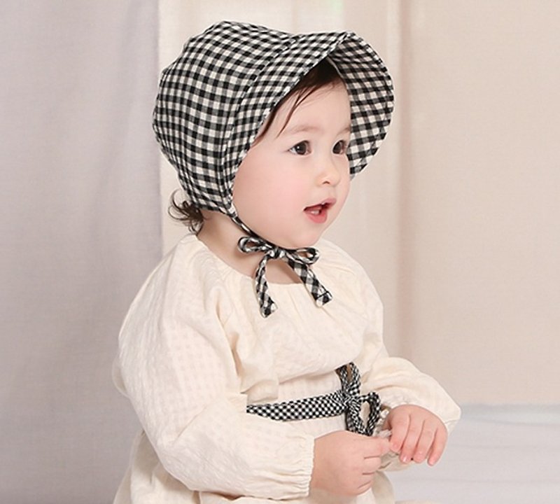 韓国の幸福の王子都市赤ちゃんの綿の帽子 - スタイ - コットン・麻 ブラック