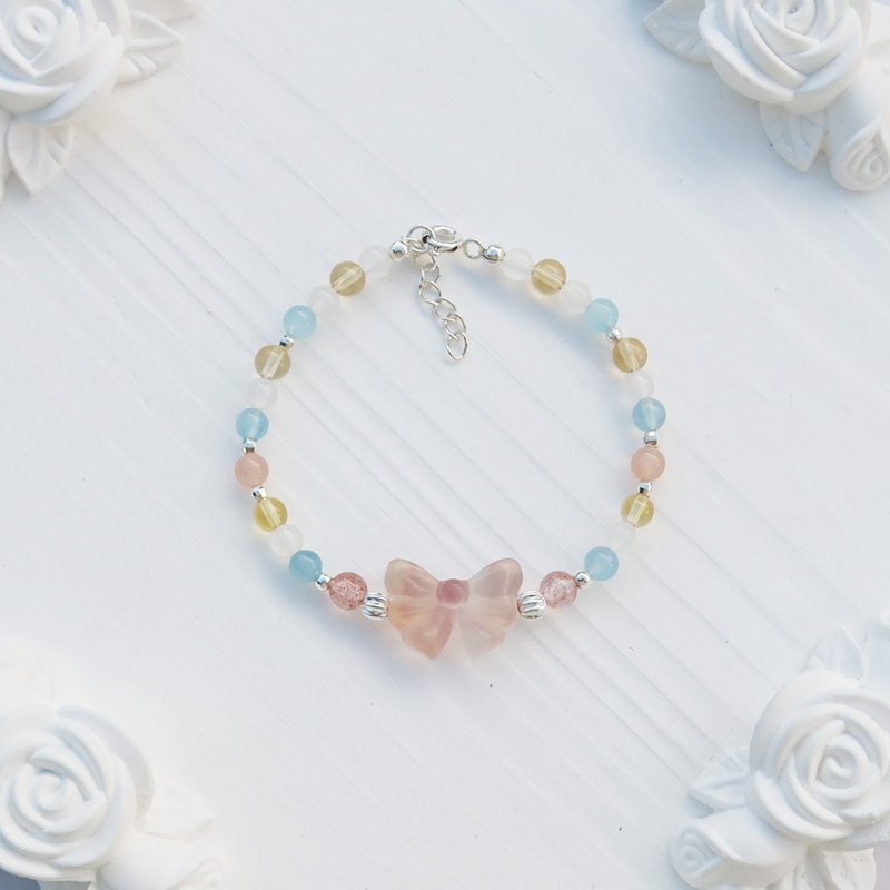 [Crystal Bracelet] Bow | Candy Stone| Strawberry Crystal Bracelet | - สร้อยข้อมือ - เครื่องประดับพลอย หลากหลายสี