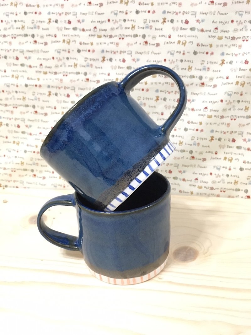 神祕海-手工陶杯 - 咖啡杯 - 陶 藍色