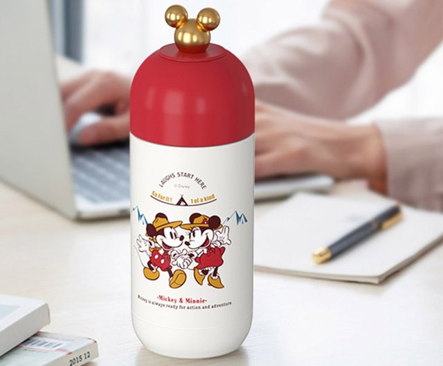 Mickey and Minnie Mouse Stainless Steel Water Bottle with Built-In