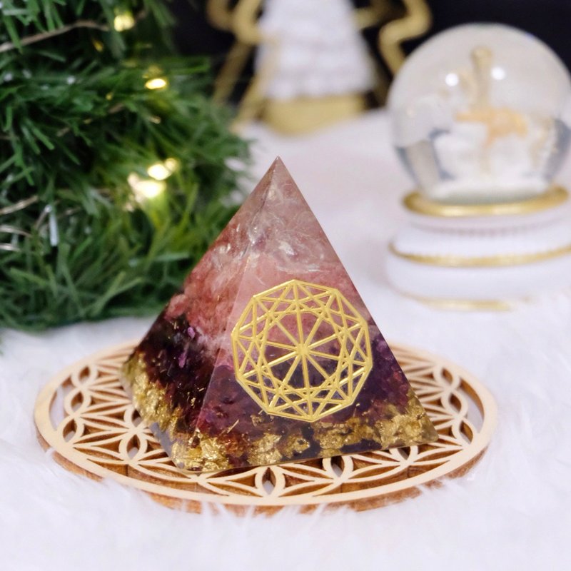 【草莓晶+石榴石】奧根能量塔Orgonite (6cm/5cm/4cm) - 擺飾/家飾品 - 水晶 