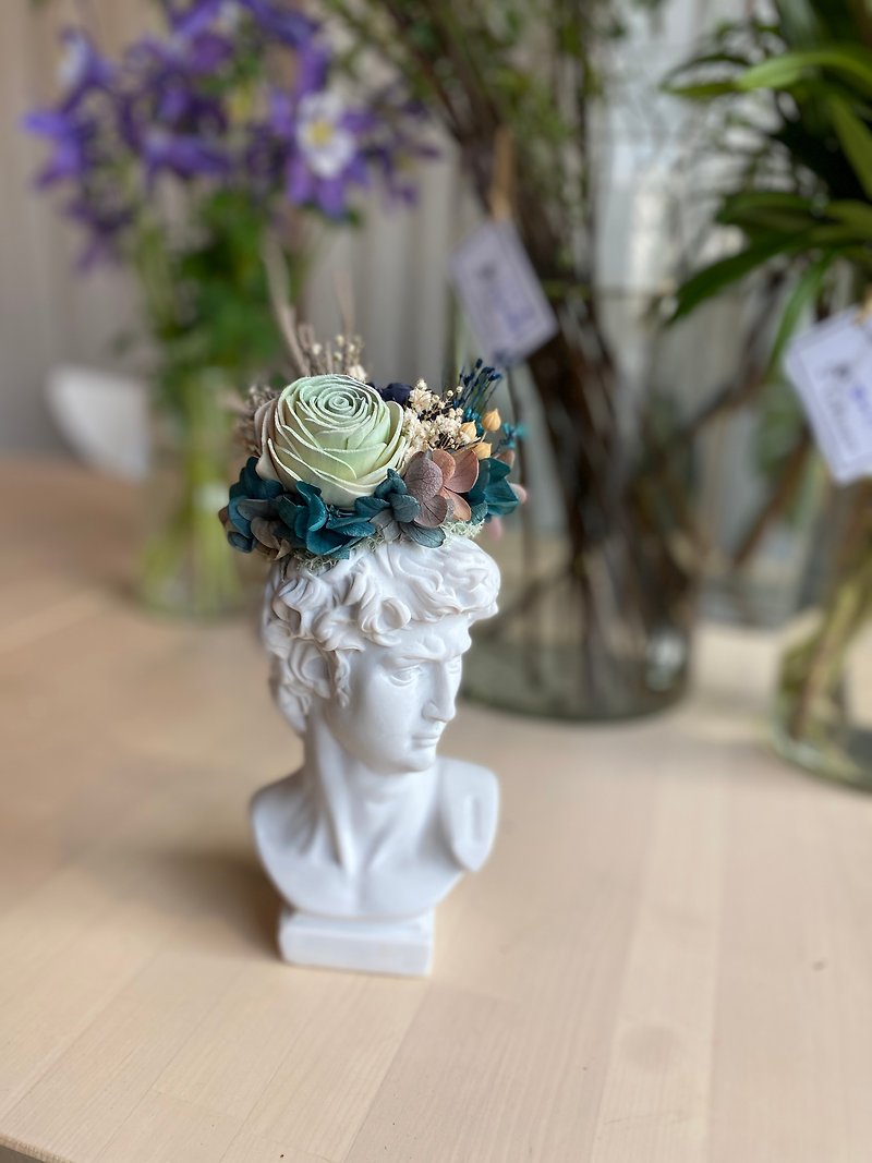 David's head shape, dried potted flowers, dried flowers, Sola flowers, immortal flowers, gifts, birthday customization - Plants - Plants & Flowers Blue