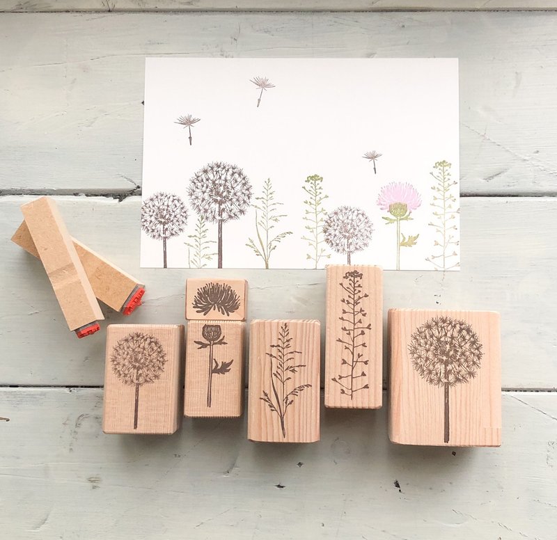 大草原の草花たち　スタンプ　たっぷり８点セット - 印章/印台 - 其他材質 