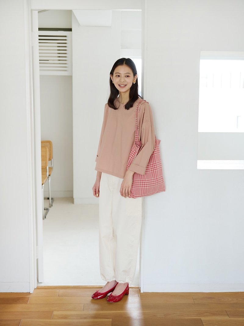 KOOW glossy silhouette pullover shirt Japanese light cotton T-shirt - เสื้อเชิ้ตผู้หญิง - ผ้าฝ้าย/ผ้าลินิน 