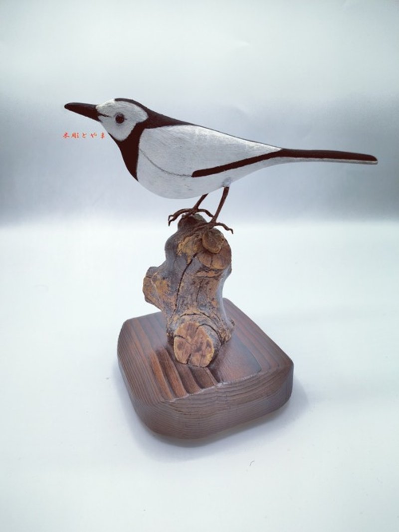 [Wood bird carving] White wagtail - Items for Display - Wood 