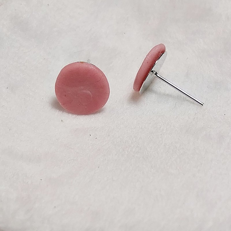 Bologna Earring Handmade Air Dry Clay Eco Friendly Stainless Hook - 耳環/耳夾/耳骨夾 - 黏土 粉紅色