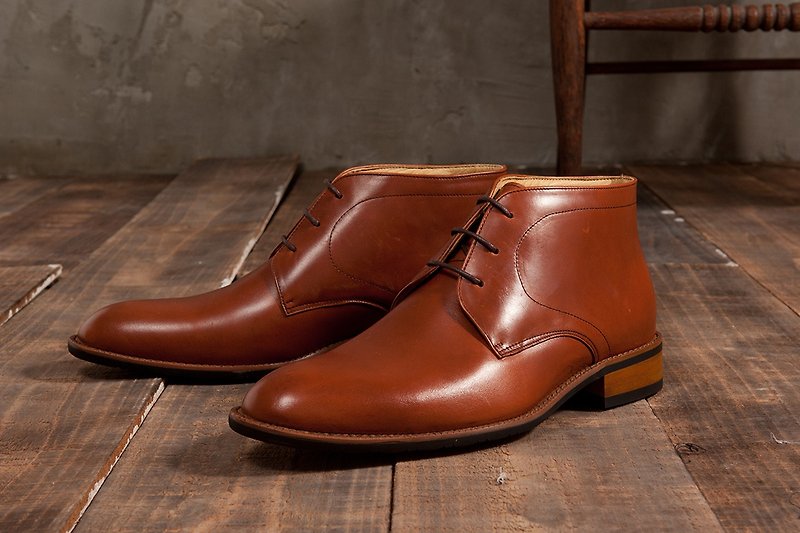 Chaka rubber-soled boots coke coffee gentleman shoes boots men's boots men - Men's Boots - Genuine Leather Orange