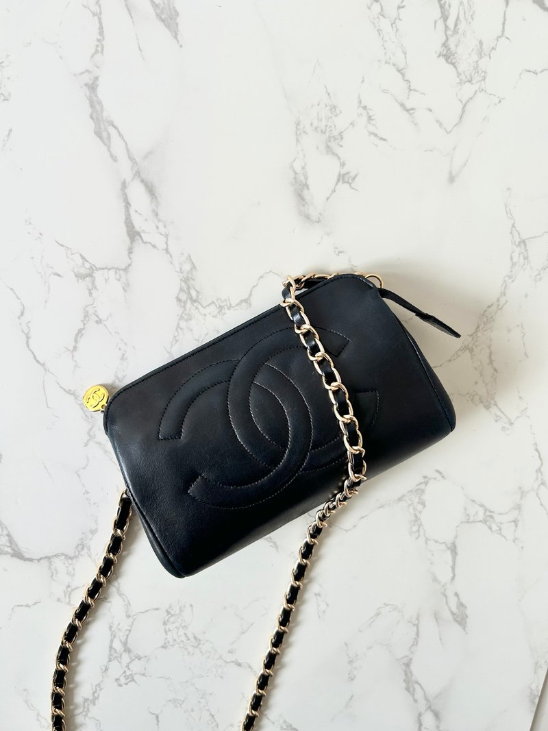 中古包 Chanel黑色小羊皮革斜背包 單肩包 側背包 二手包 古董包 - 側背包/斜背包 - 真皮 黑色